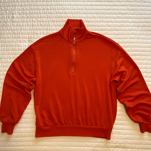 Lou & Grey Women's Soft Knit Orange 1/4 Zip Sweatshirt, size Small - Picture 1 of 6
